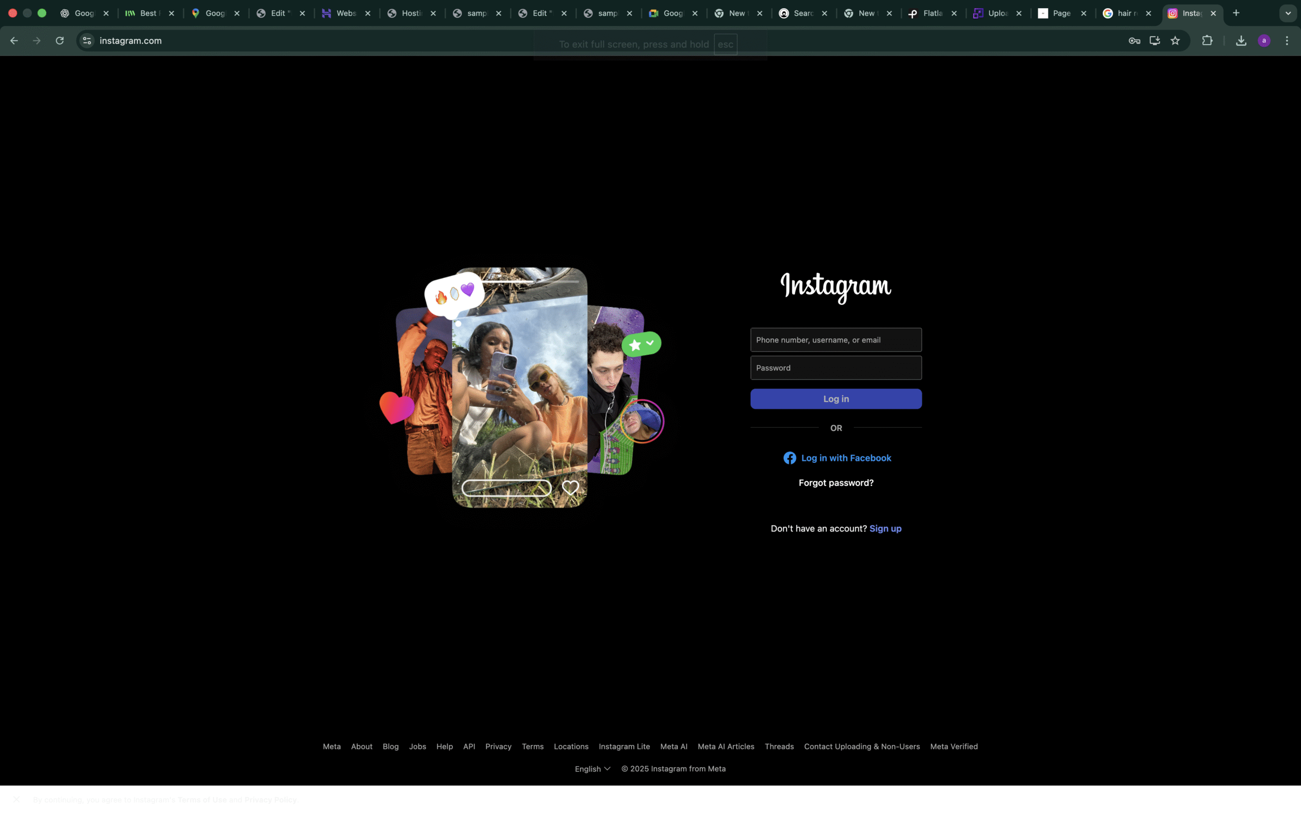 Screenshot of a dummy Instagram project by Adinan VT showcasing modern web design, responsive layout, and digital marketing features.